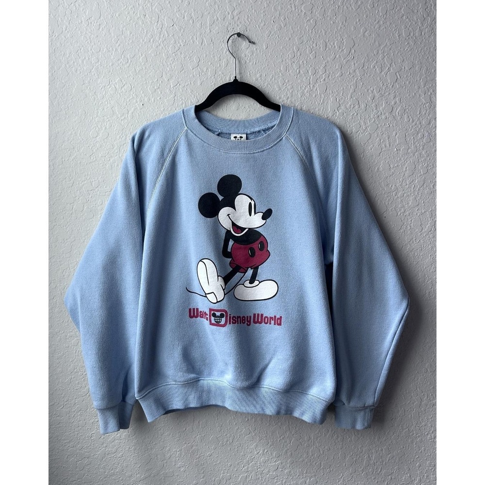 2000s Woman's Walt Disney World Blue Classic Mickey Crewneck Sweatshirt (Medium)